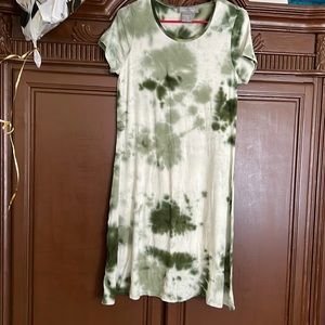Lark + grey green tie dye dress knee length